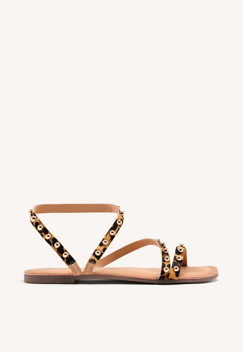 SANDALI BASSI PELLE STAMPA LEOPARDATA OGEMA