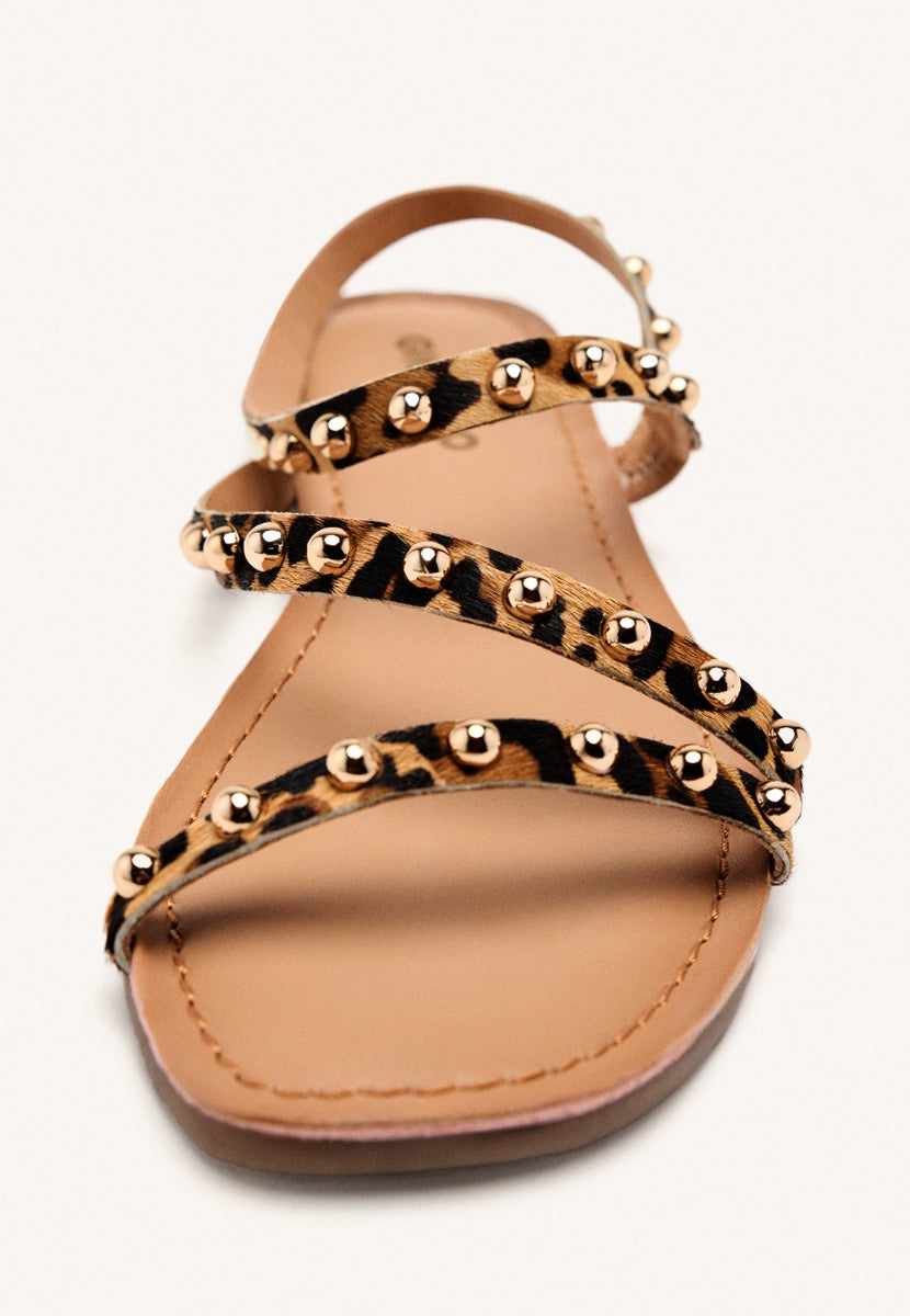 SANDALI BASSI PELLE STAMPA LEOPARDATA OGEMA