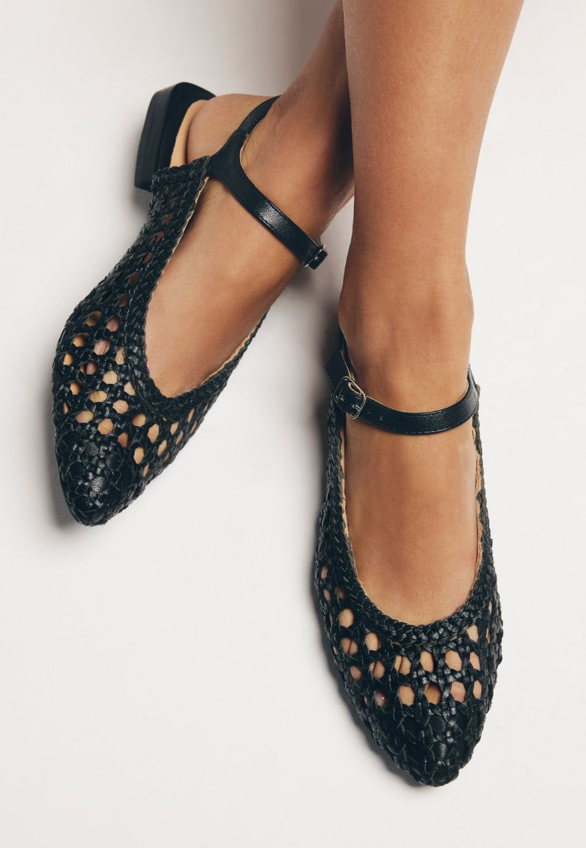 BRAIDED LEATHER MULES DEBLOIS