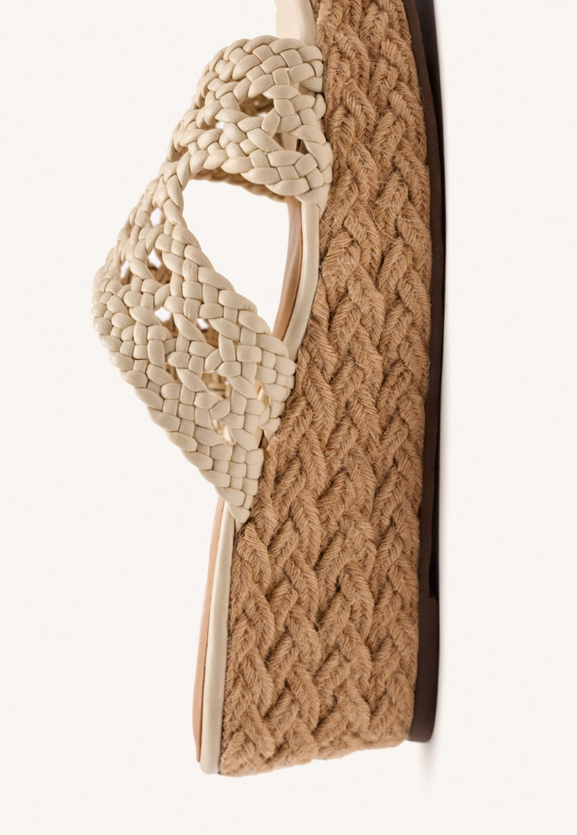 BRAIDED LEATHER SANDALS AND JUTE WEDGE BRIMFIELD