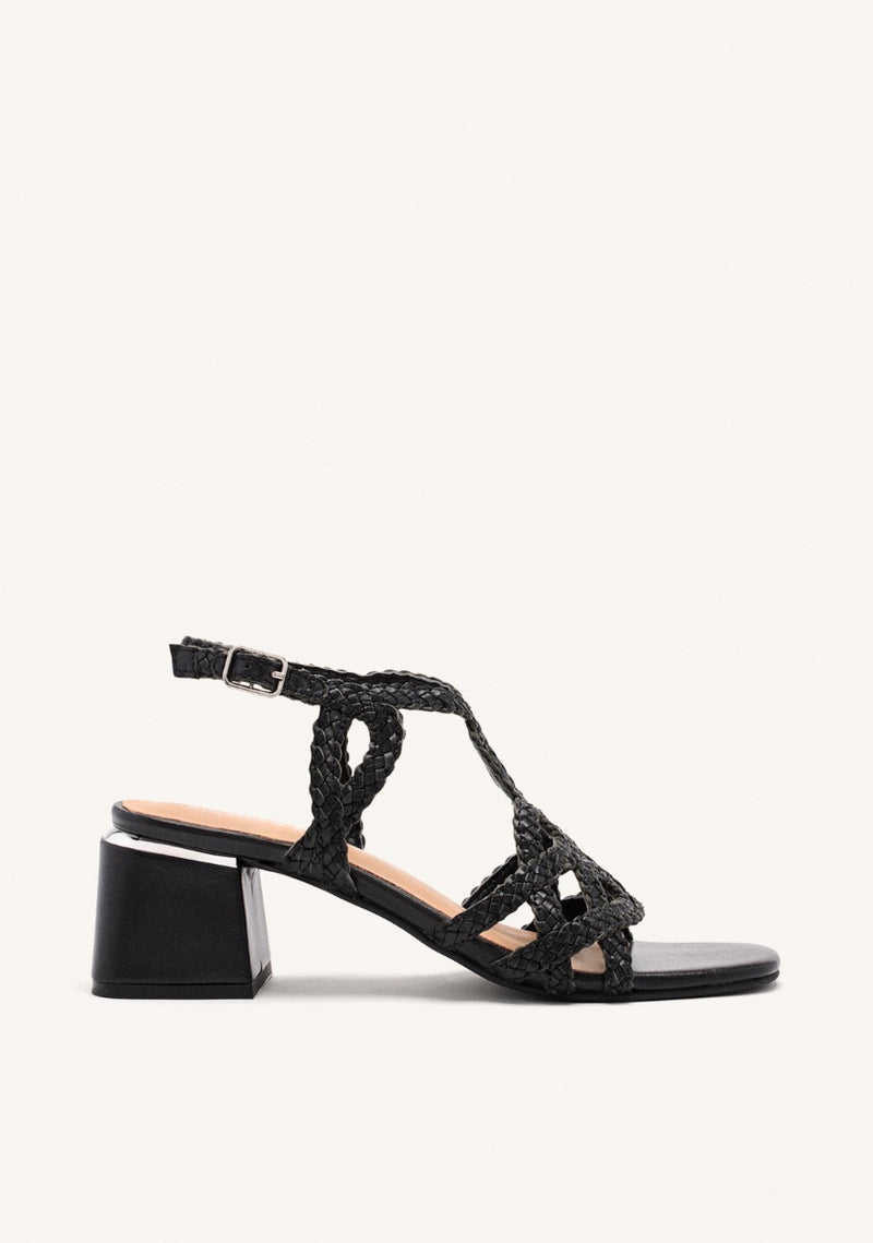 BRAIDED LEATHER HEEL SANDALS CRESCENT