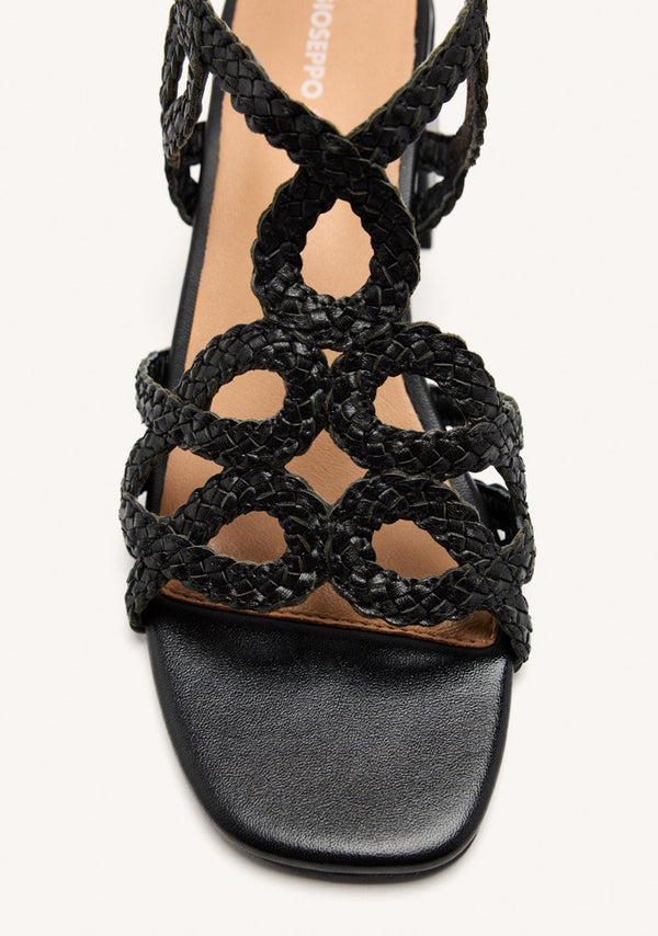 BRAIDED LEATHER HEEL SANDALS CRESCENT