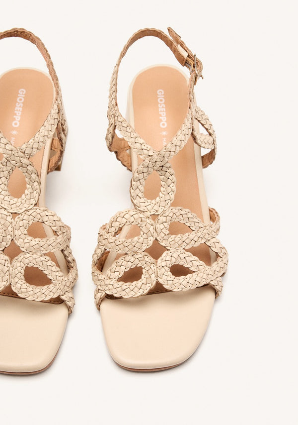 BRAIDED LEATHER HEEL SANDALS CRESCENT