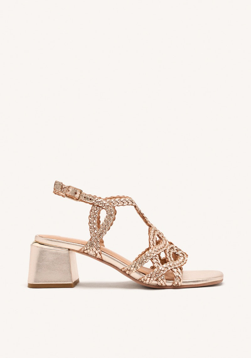 BRAIDED LEATHER HEEL SANDALS CRESCENT