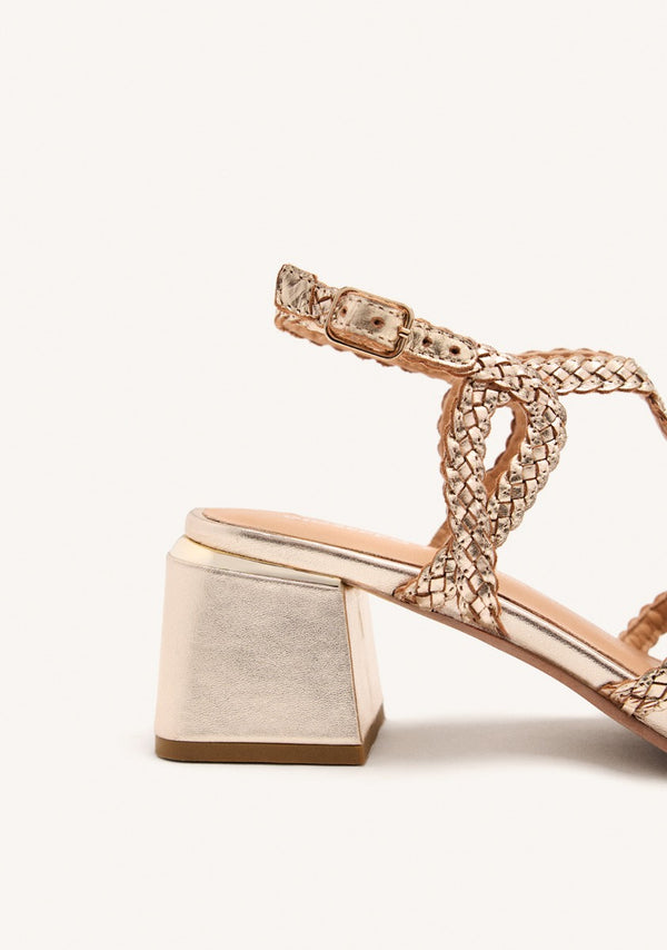 BRAIDED LEATHER HEEL SANDALS CRESCENT