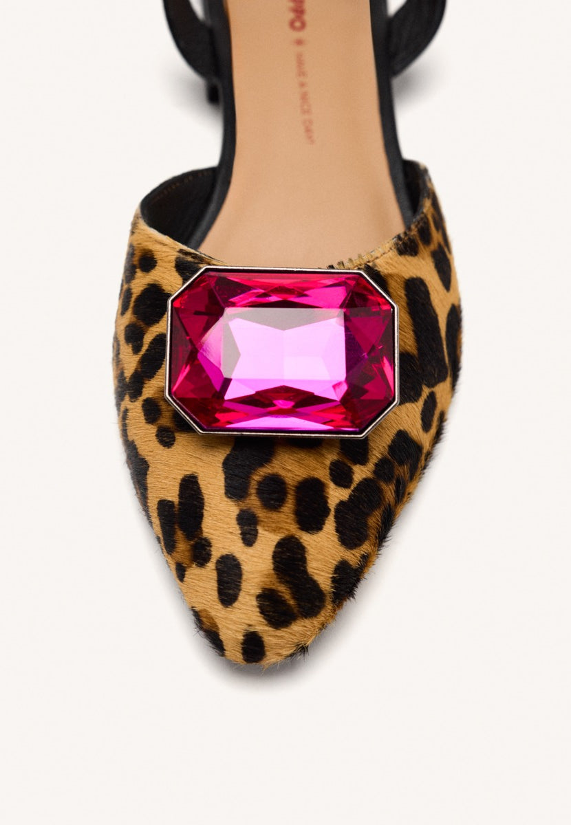 LEOPARD LEATHER MULES HUGHES