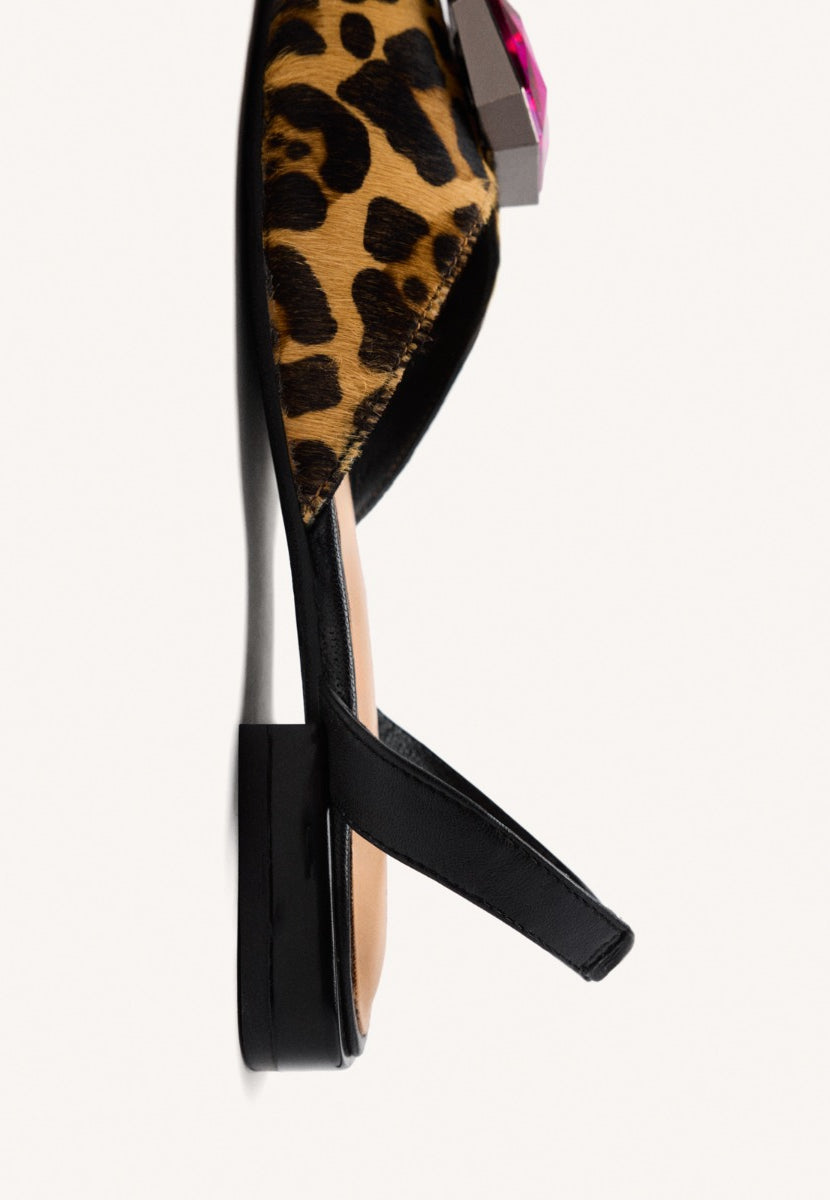 LEOPARD LEATHER MULES HUGHES