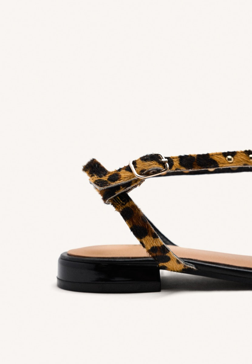 LEOPARD LEATHER CRAB SANDALS HATFIELD