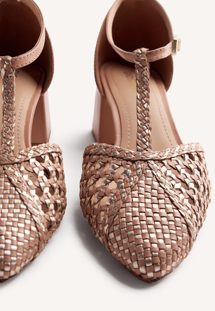 BRAIDED LEATHER HEELED SHOES BOYNE