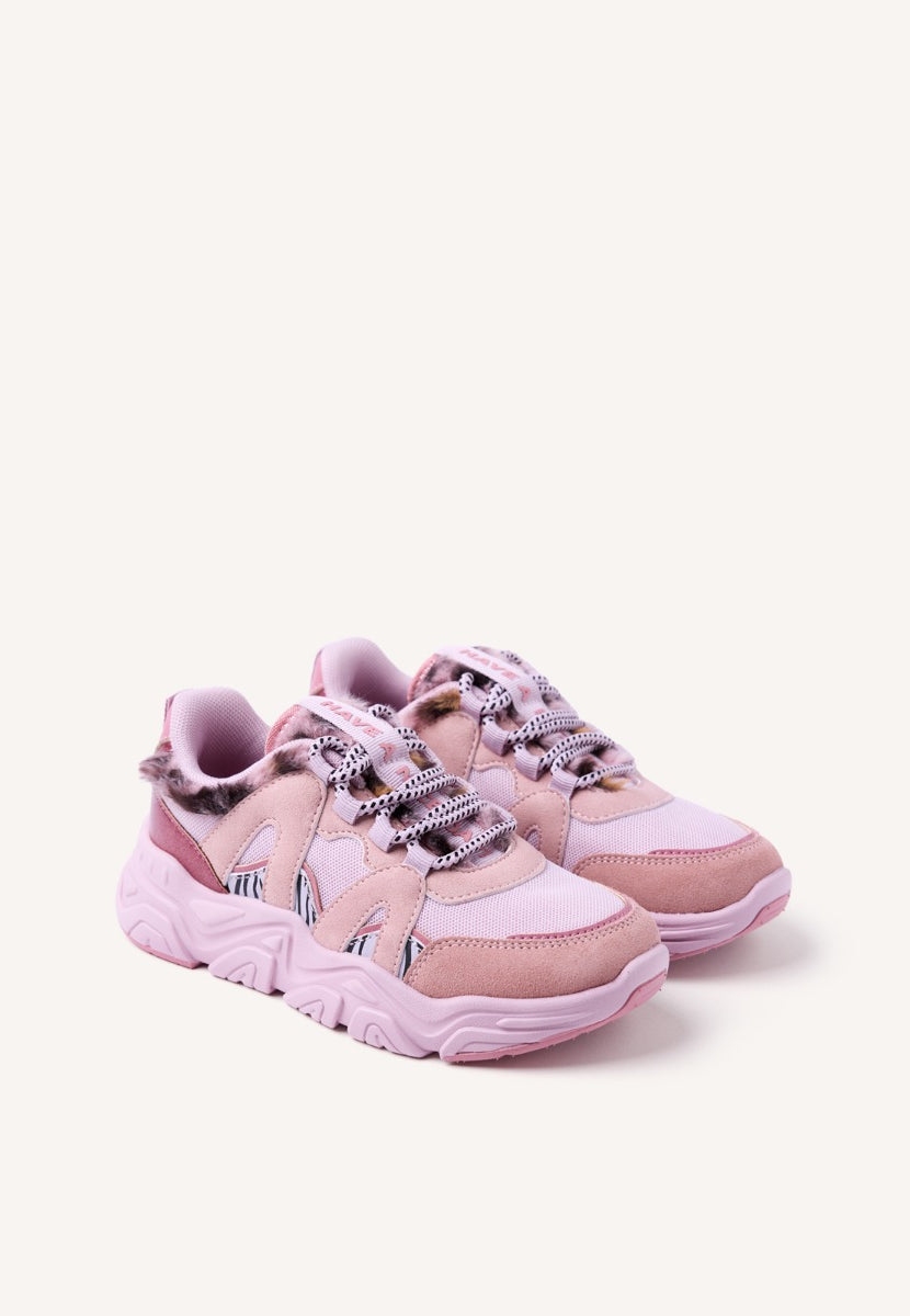 FUR LEATHER SNEAKERS REDBY
