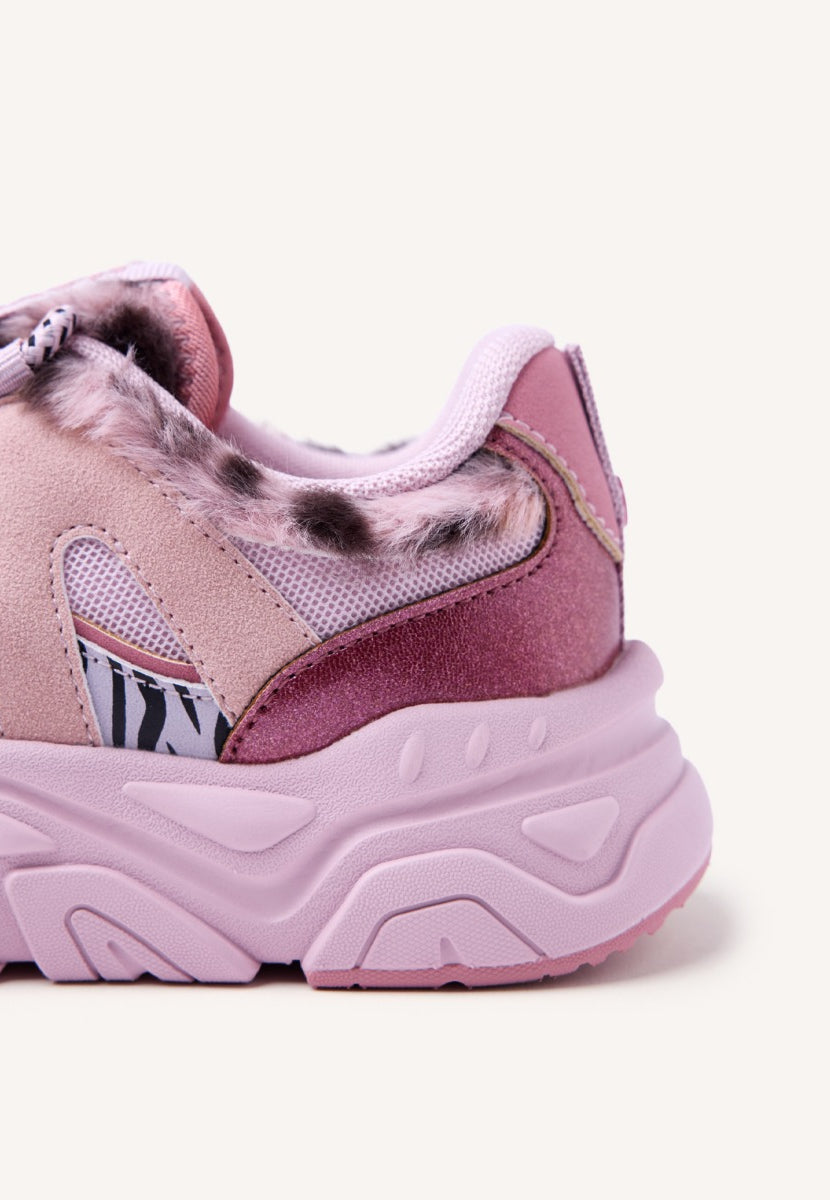 FUR LEATHER SNEAKERS REDBY