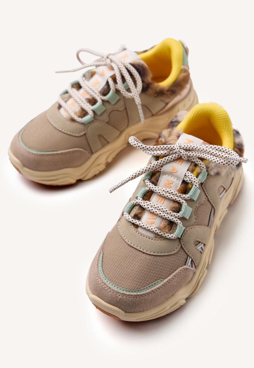 FUR LEATHER SNEAKERS REDBY