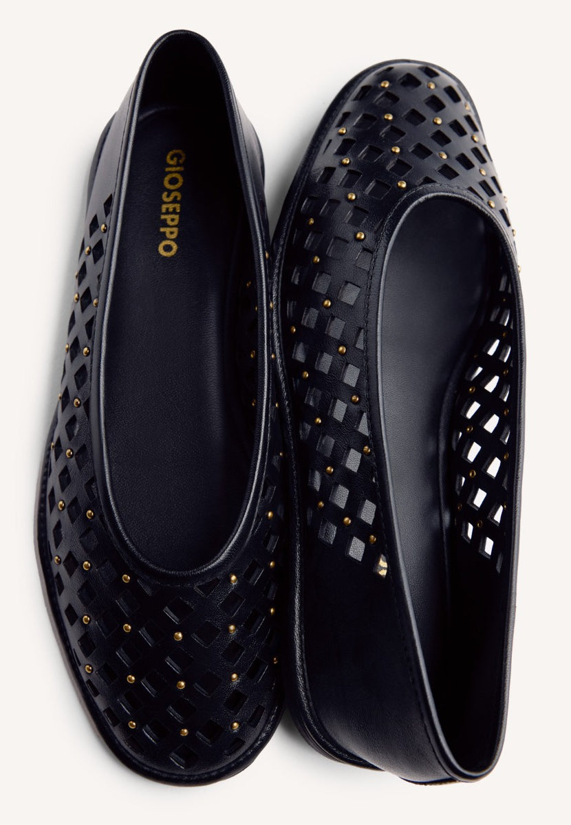 STUDDED OPENWORK LEATHER BALLET FLATS GIBBON