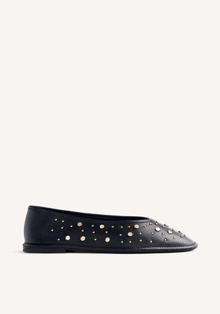 STUDDED LEATHER BALLET FLATS ACOMA
