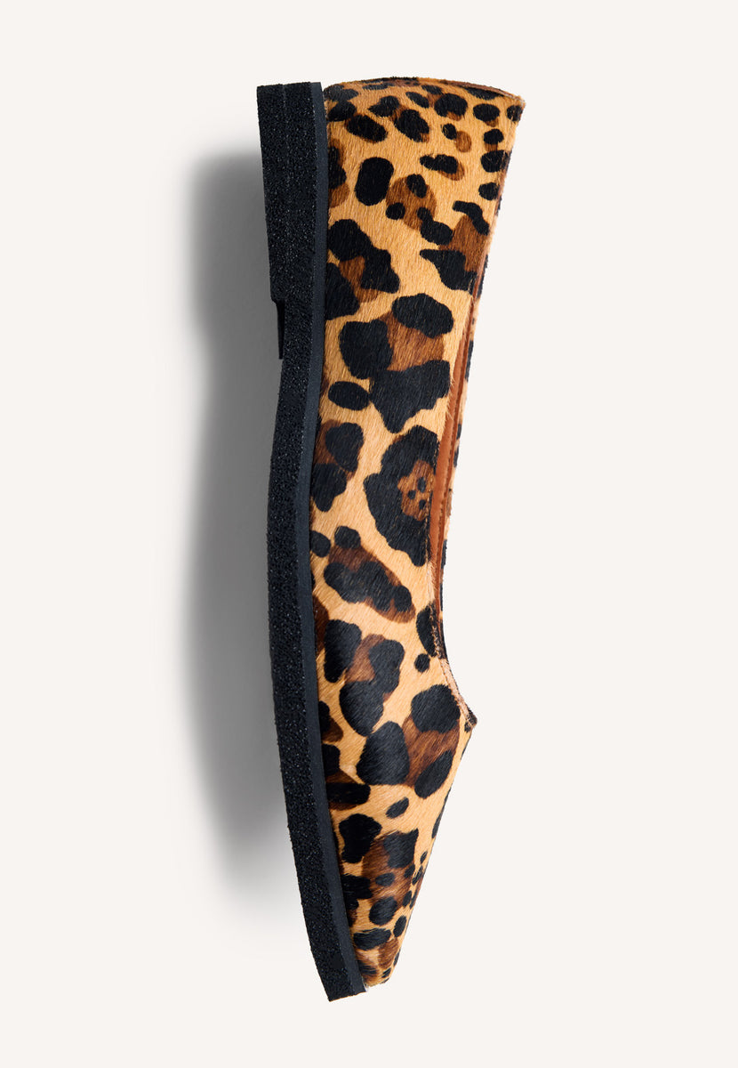ANIMAL PRINT LEATHER BALLET FLATS BADOURA