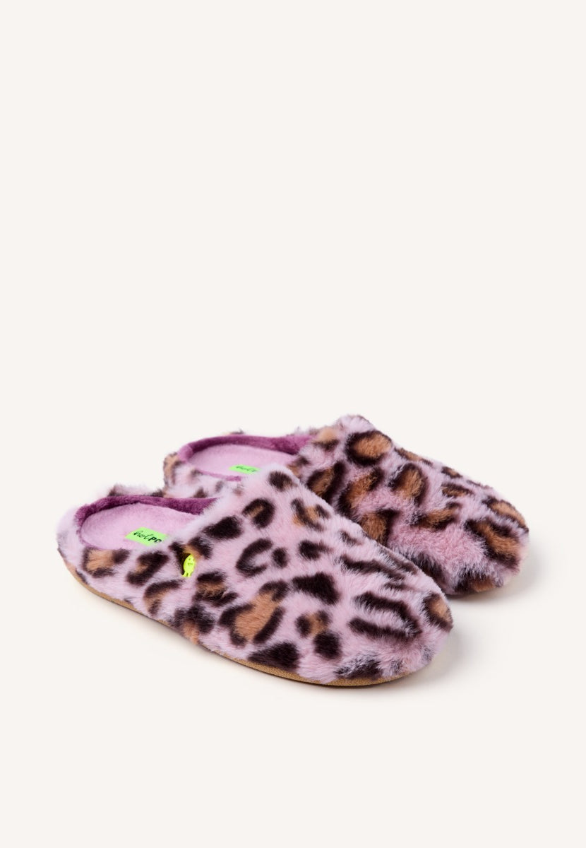 ANIMAL PRINT FUR HOUSE SLIPPERS AUDUBON