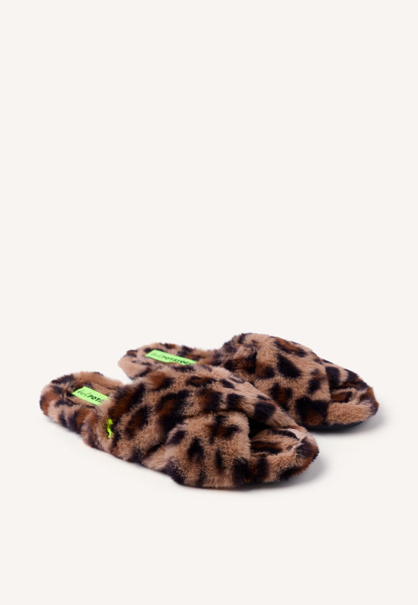 ZAPATILLAS DE CASA ABIERTAS PELO LEOPARDO BRESSEMER