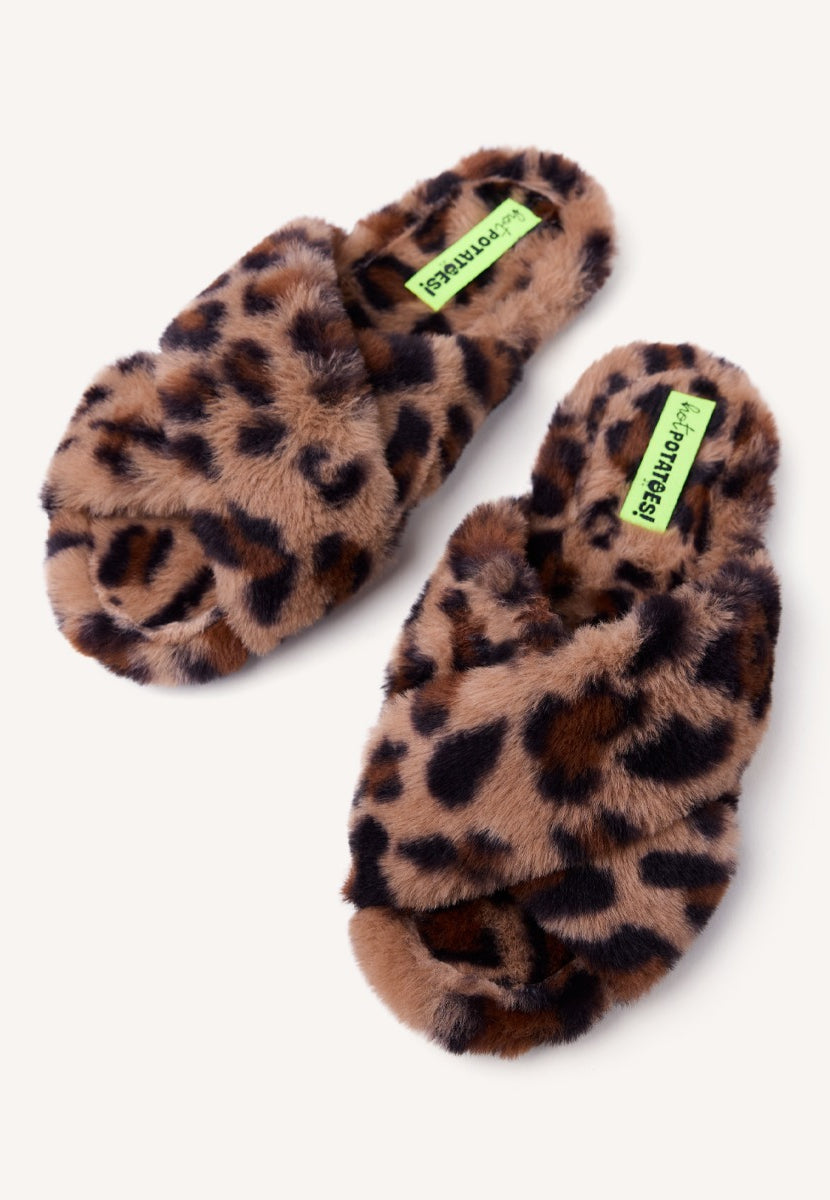ZAPATILLAS DE CASA ABIERTAS PELO LEOPARDO BRESSEMER