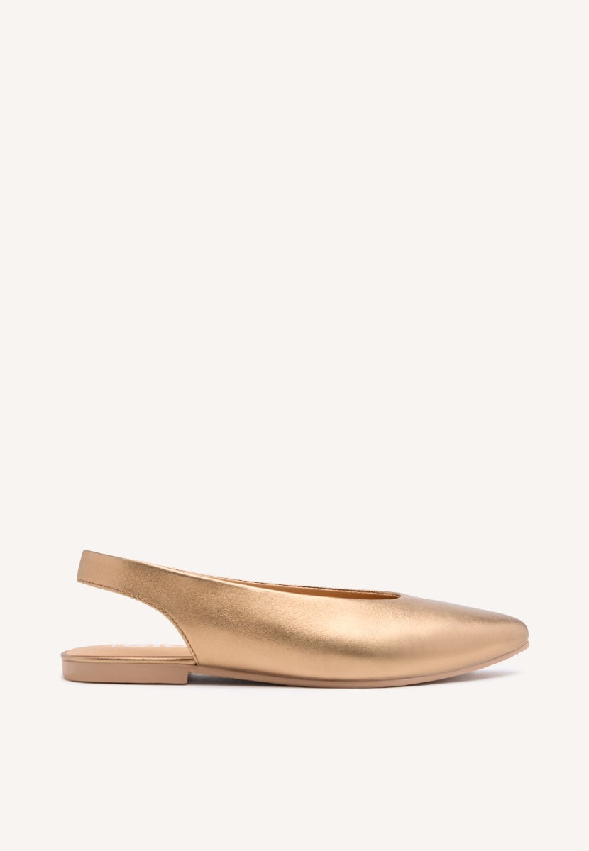 BALLERINE SCARPE SCOLLAZZATE IN PELLE COLORE BRONZO PER DONNA