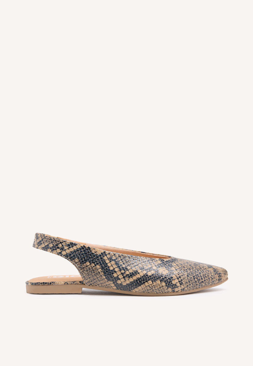 BALLERINE SCOLLAZZATE IN PELLE CON STAMPA DI SERPENTE PER DONNA