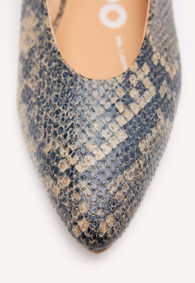 BALLERINE SCOLLAZZATE IN PELLE CON STAMPA DI SERPENTE PER DONNA