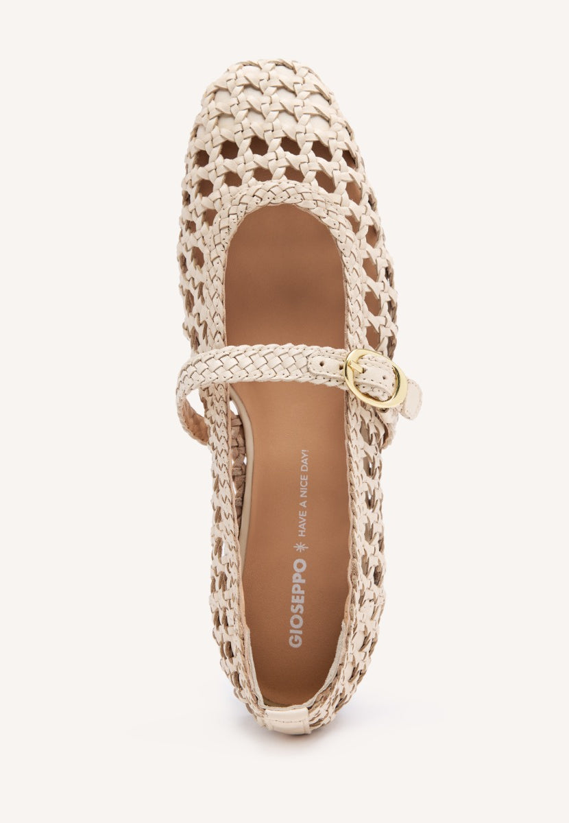 BRAIDED LEATHER MARY-JANE BALLET FLATS