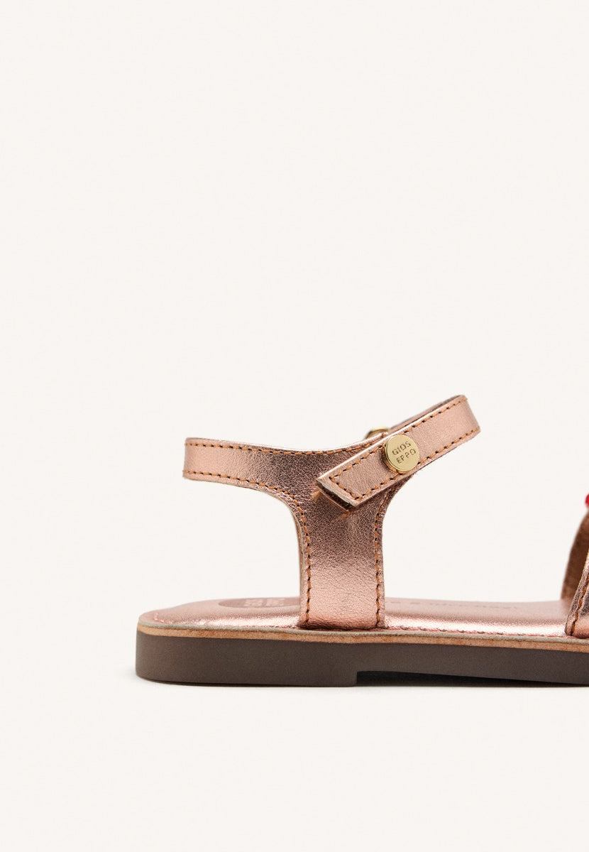 SANDALI PELLE METALLIZZATA CON PERLINE FLAMBEAU