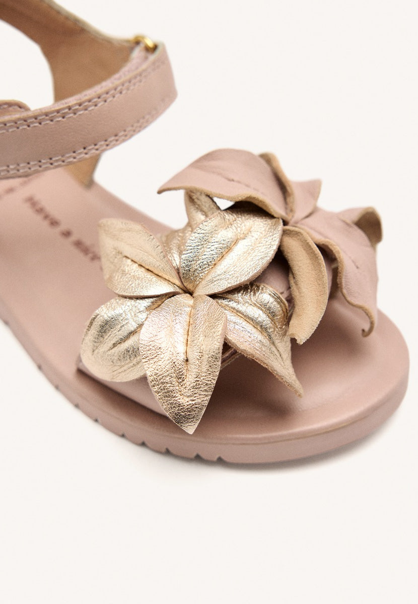 SANDALI PELLE CON FIORI MARINETTE