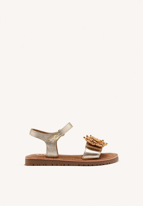 SANDALI PELLE METALLIZZATA CON FIORI BUCHANAN