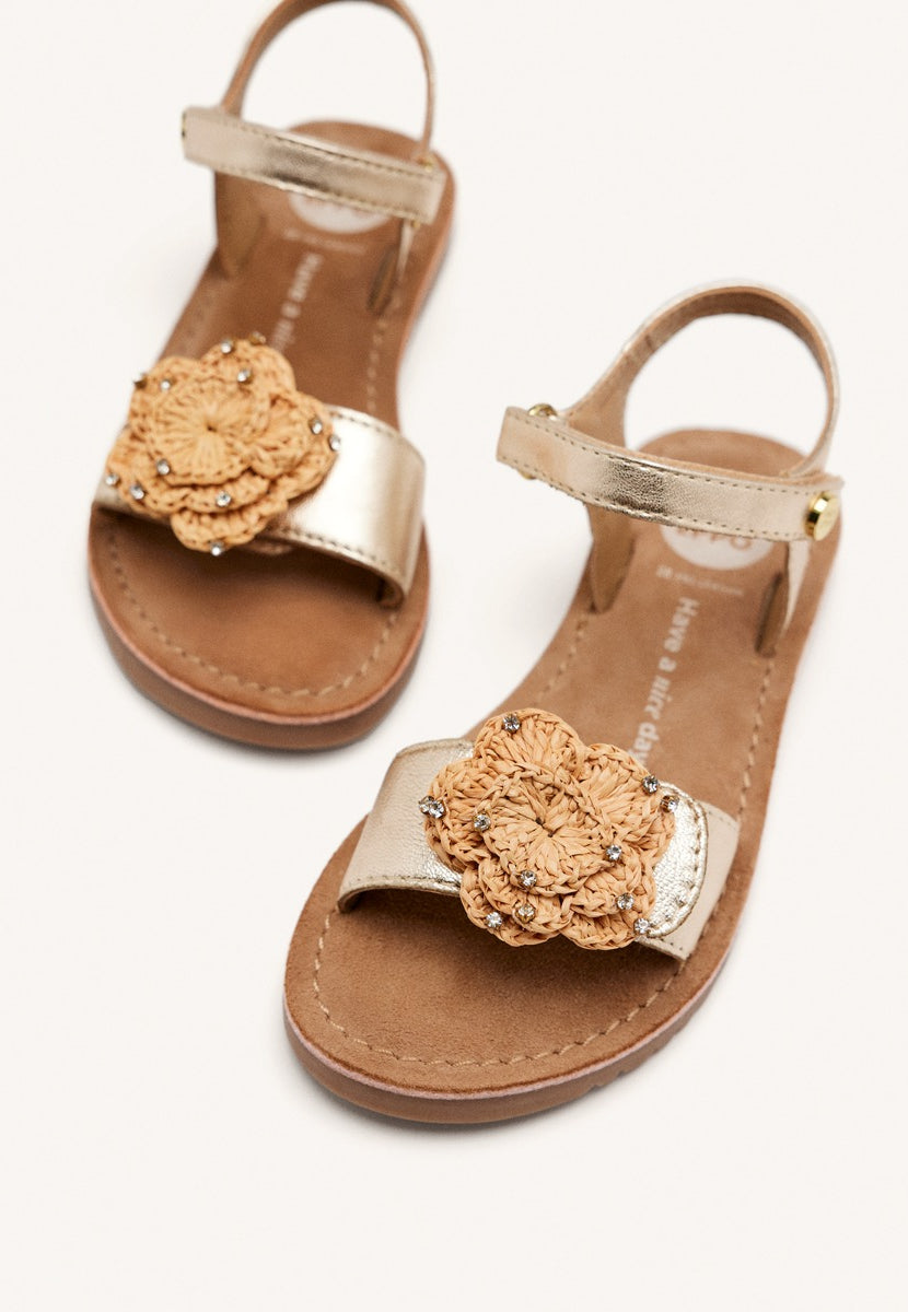 SANDALI PELLE METALLIZZATA CON FIORI BUCHANAN