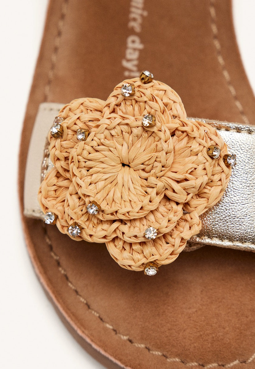 SANDALI PELLE METALLIZZATA CON FIORI BUCHANAN