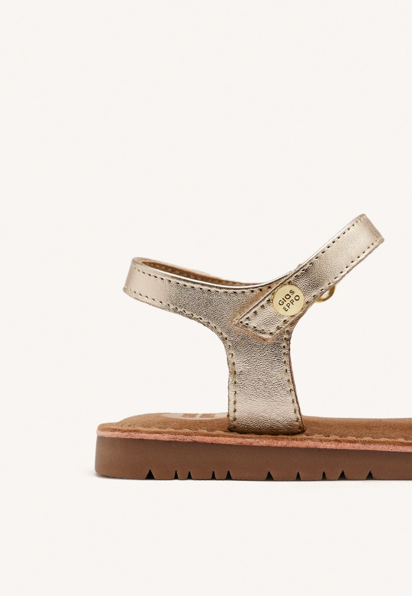 SANDALI PELLE METALLIZZATA CON FIORI BUCHANAN