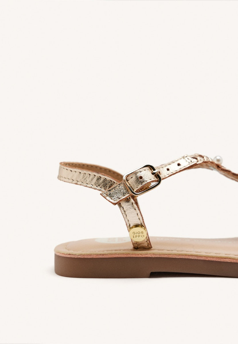 SANDALI PELLE INTRECCIATA CON PERLE MARTELL