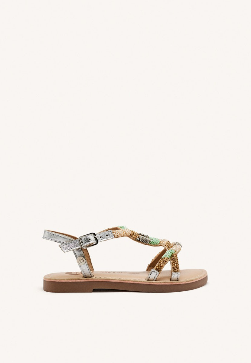 SANDALI PELLE CON PERLINE DIXMONT