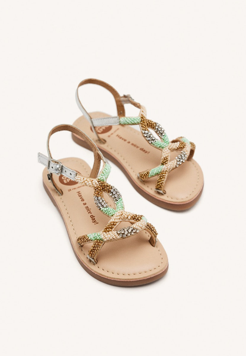 SANDALI PELLE CON PERLINE DIXMONT