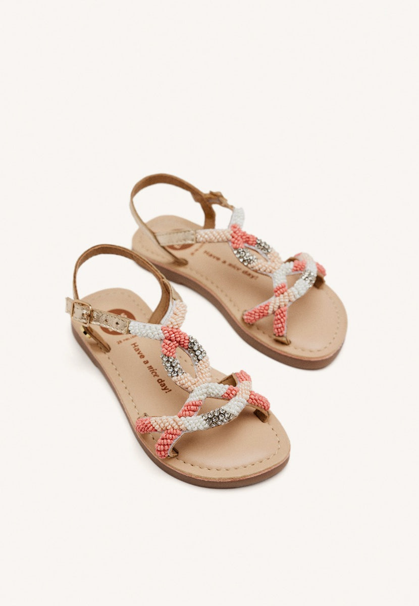 SANDALI PELLE CON PERLINE DIXMONT