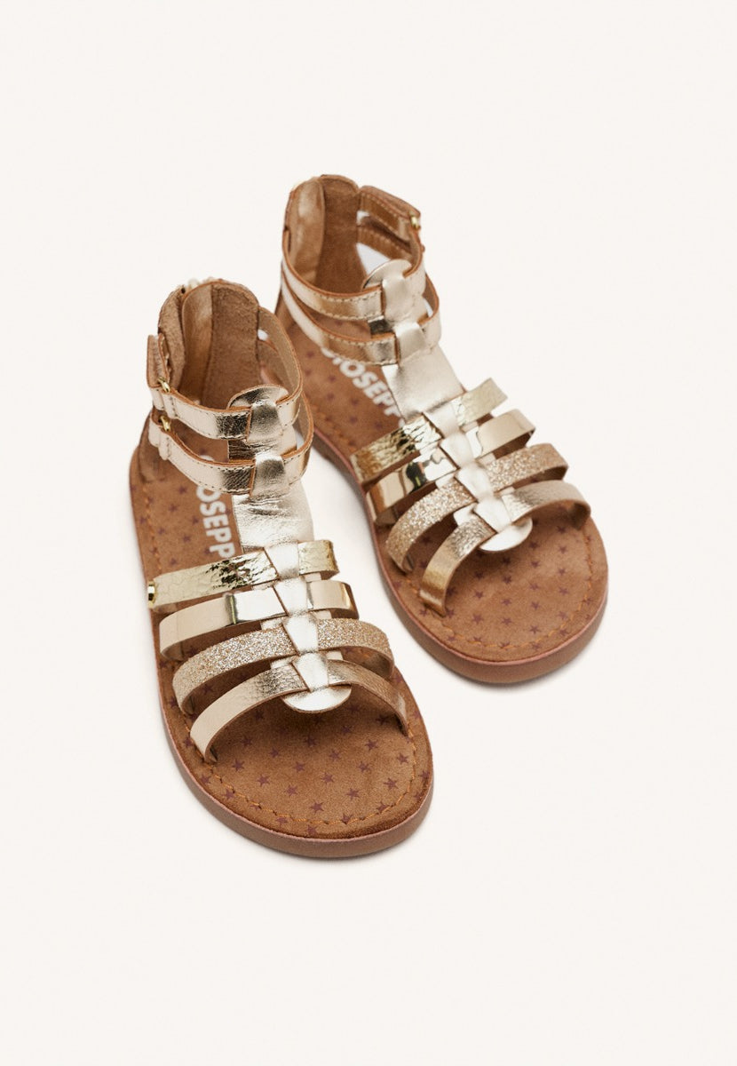 SANDALI PELLE METALLIZZATA CON