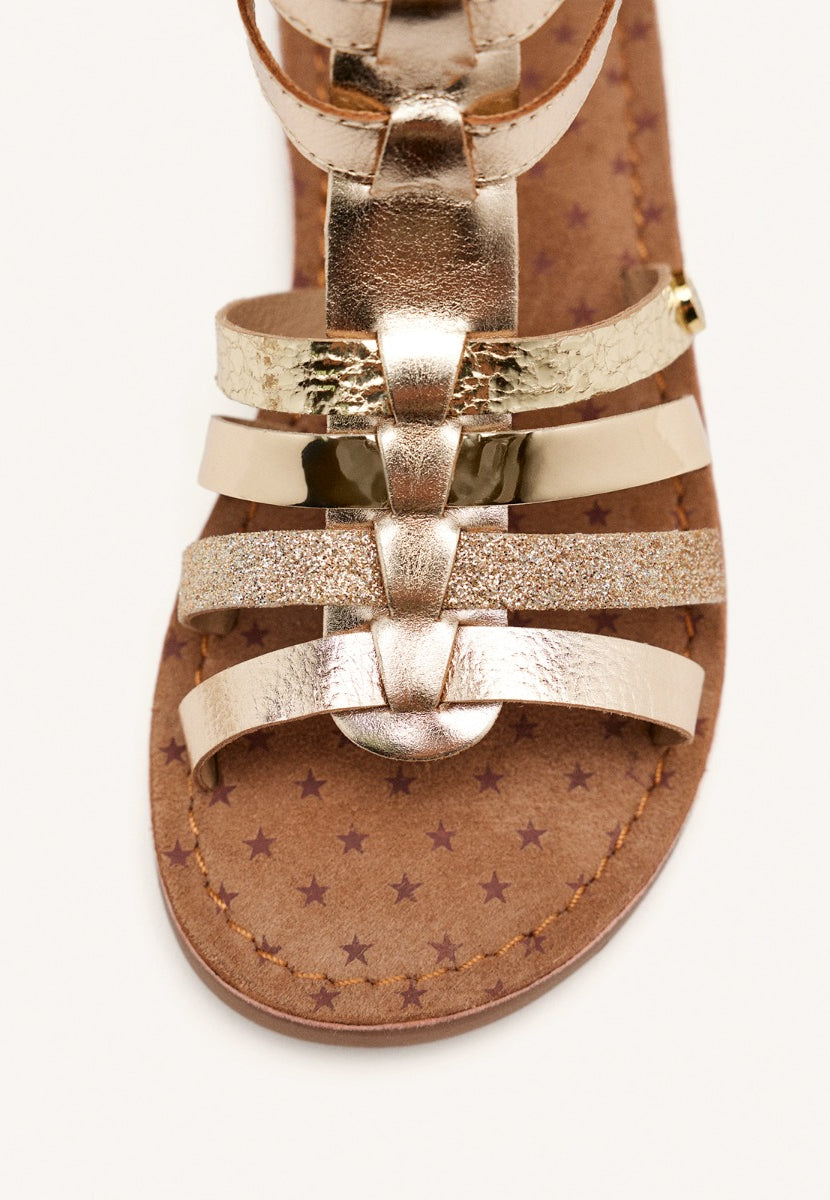 SANDALI PELLE METALLIZZATA CON