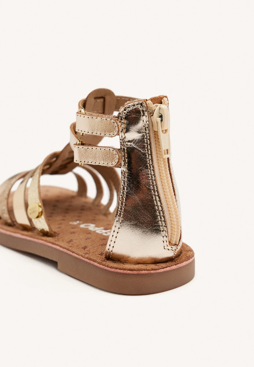 SANDALI PELLE METALLIZZATA CON