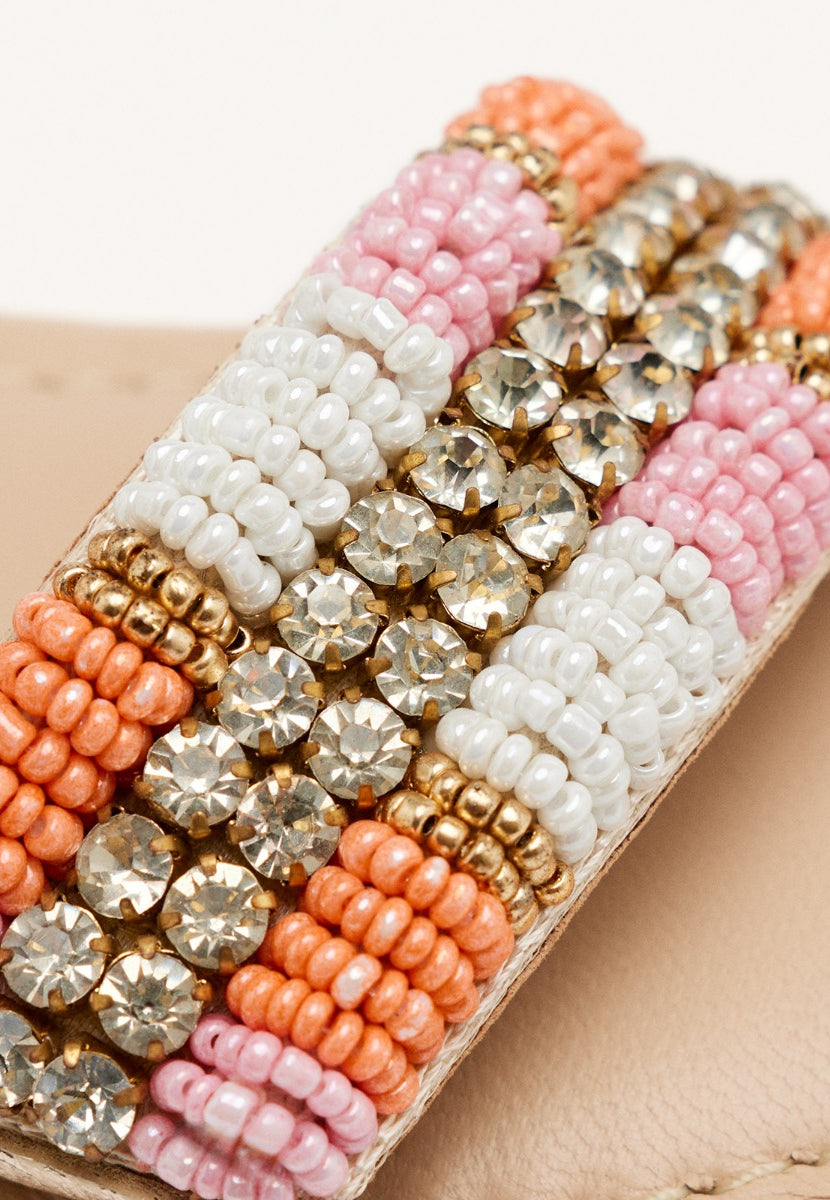 SANDALI PELLE METALLIZZATA CON PERLINE BURNETT