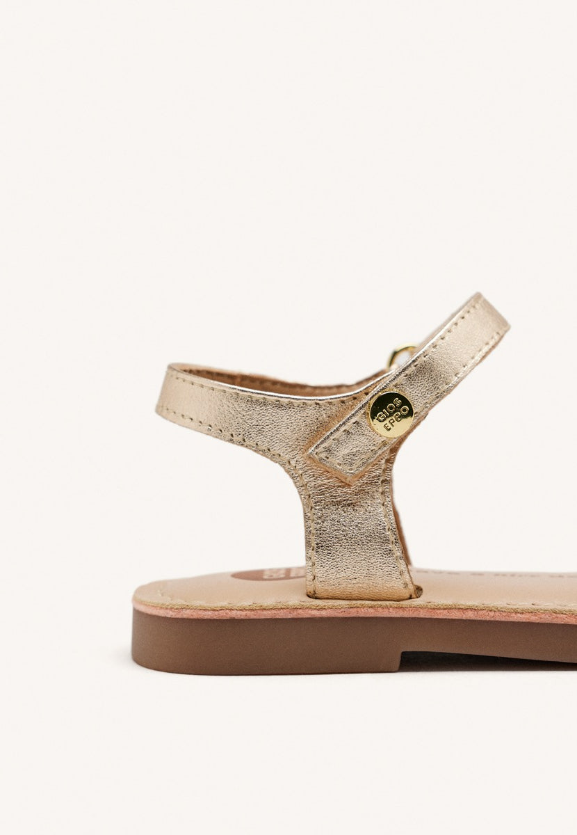 SANDALI PELLE METALLIZZATA CON PERLINE BURNETT