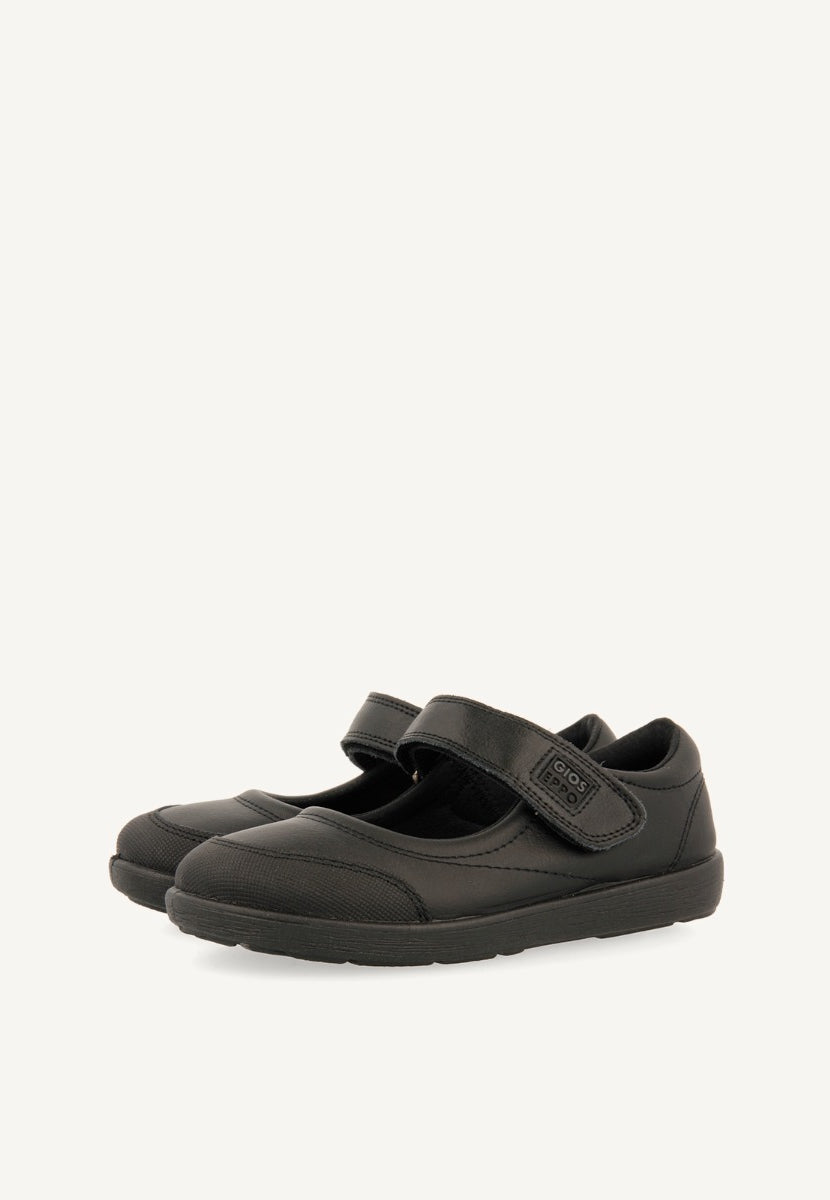 COLEGIALES DE PIEL NEGROS TIPO BAILARINA CON CIERRE AJUSTABLE  LAMBDA