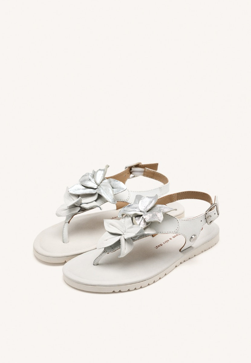 SANDALI GRECI PELLE FIORI LINNEUS