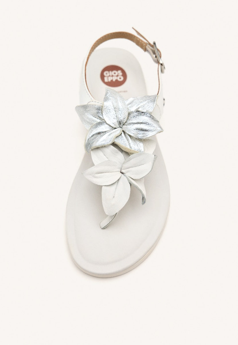 SANDALI GRECI PELLE FIORI LINNEUS