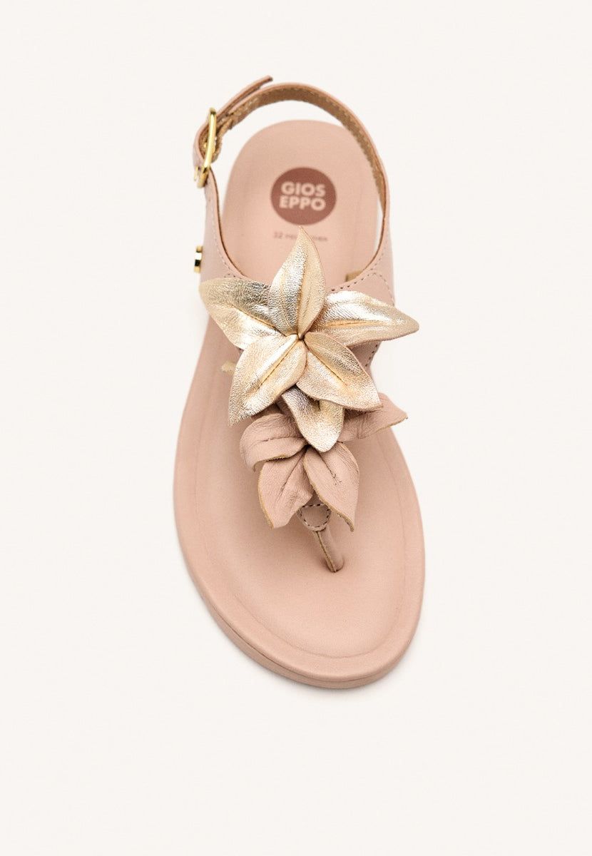 SANDALI GRECI PELLE FIORI LINNEUS