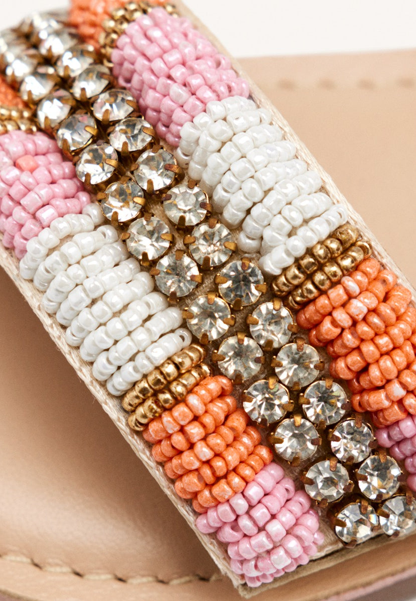 SANDALI PELLE METALLIZZATA CON PERLINE COUDERAY