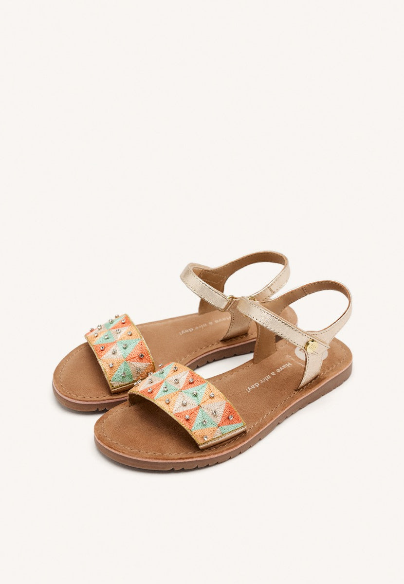 SANDALI RICAMATI PELLE METALLIZZATA MONTROSE