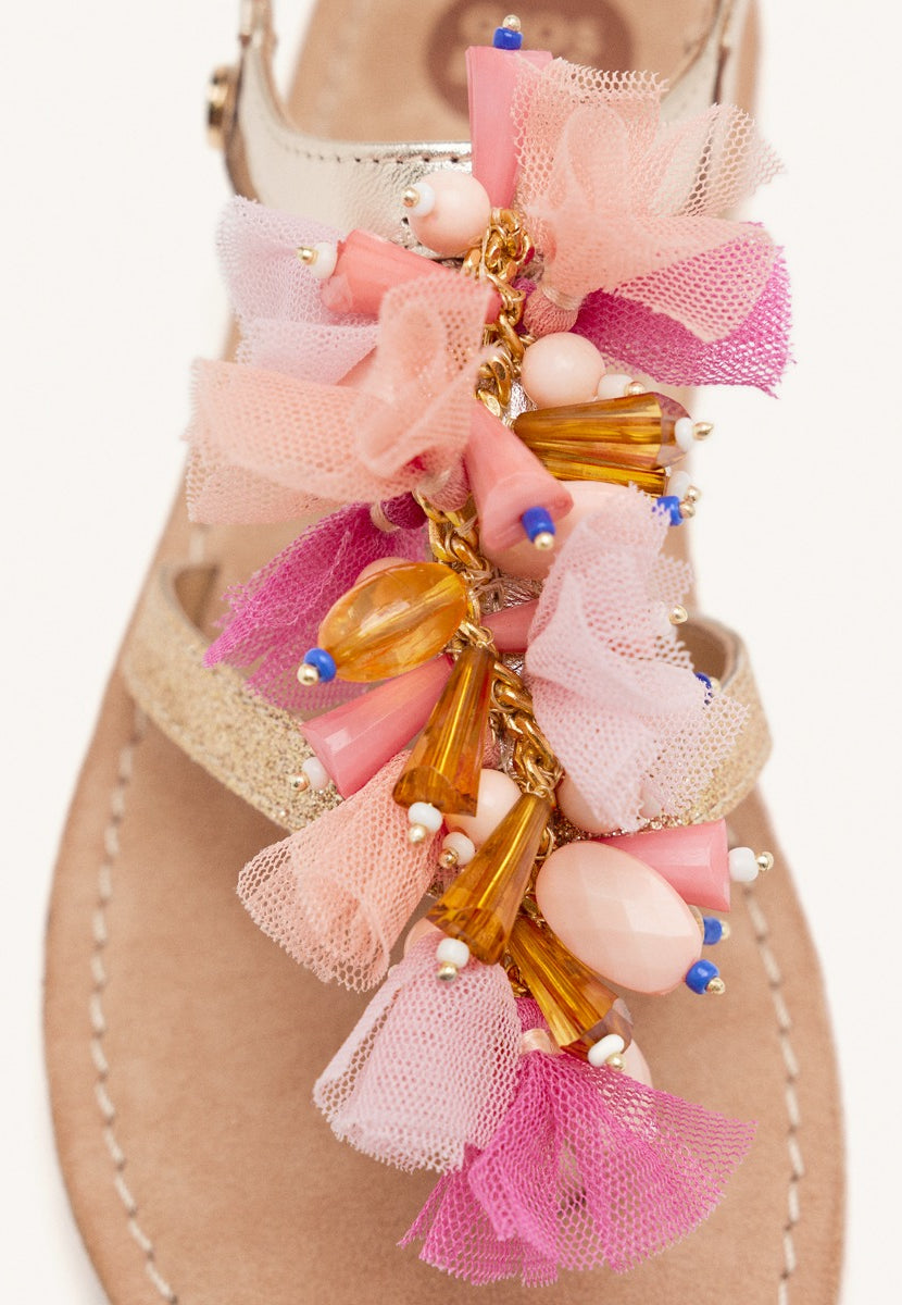 SANDALI PELLE TULLE E PERLINE OAKHAM