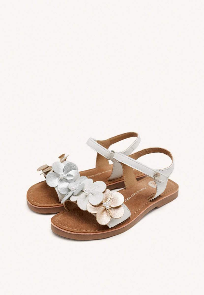 SANDALI PELLE CON FIORI BEECHER