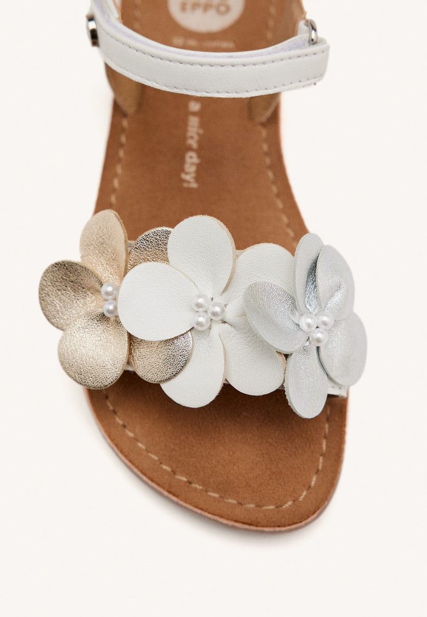 SANDALI PELLE CON FIORI BEECHER